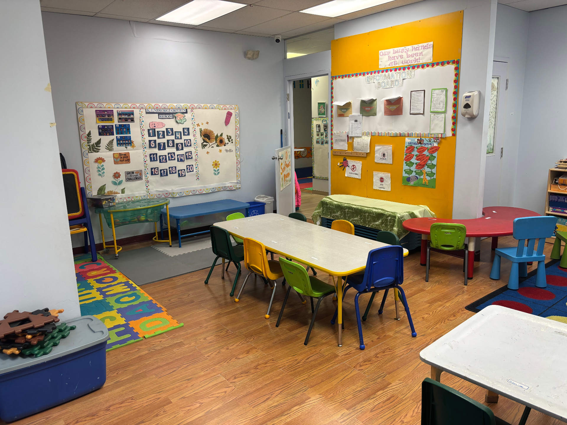 Group tables beside the calendar board